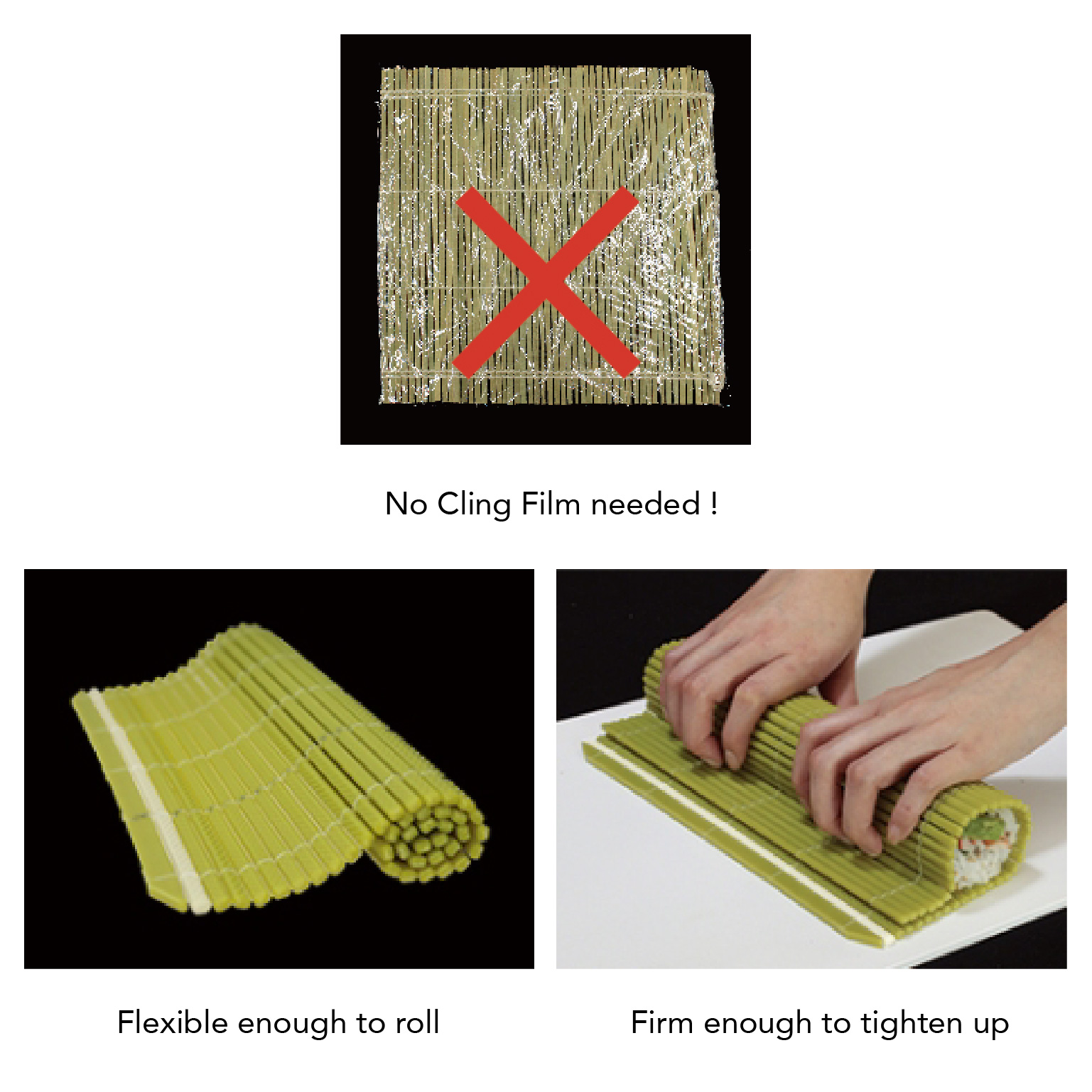 Super Hygienic Plastic Non-Stick Sushi Rolling Mat (Makisu) 10 x 9.5